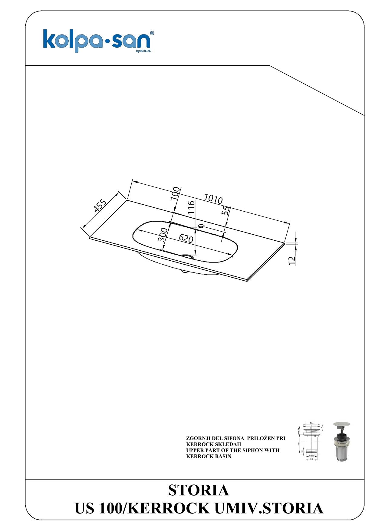 Kolpa STORIA Waschbecken US 100/KERROCK Waschbecken STORIA