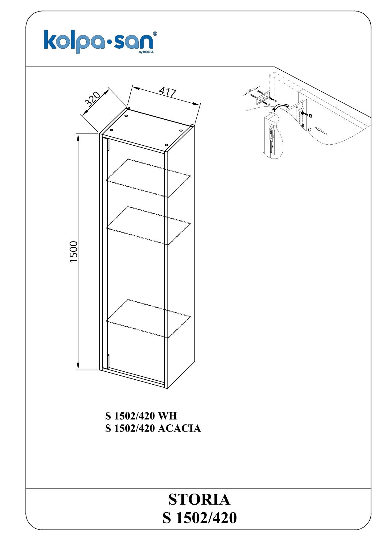 Kolpa STORIA Schrank mit Tür S 1502/420 ACACIA