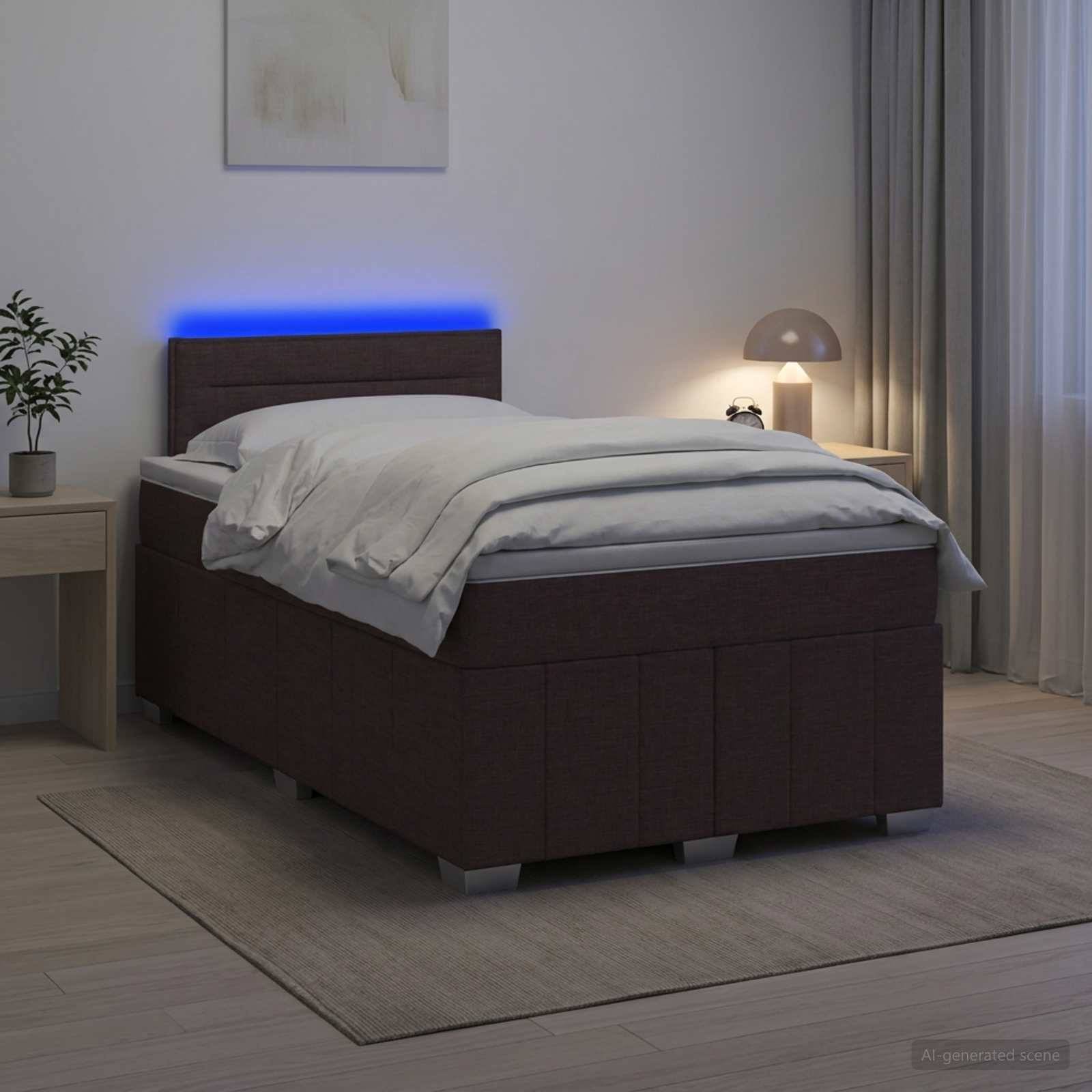 vidaXL Boxspringbett mit Matratze Dunkelbraun 120 x 190 cm Stoff