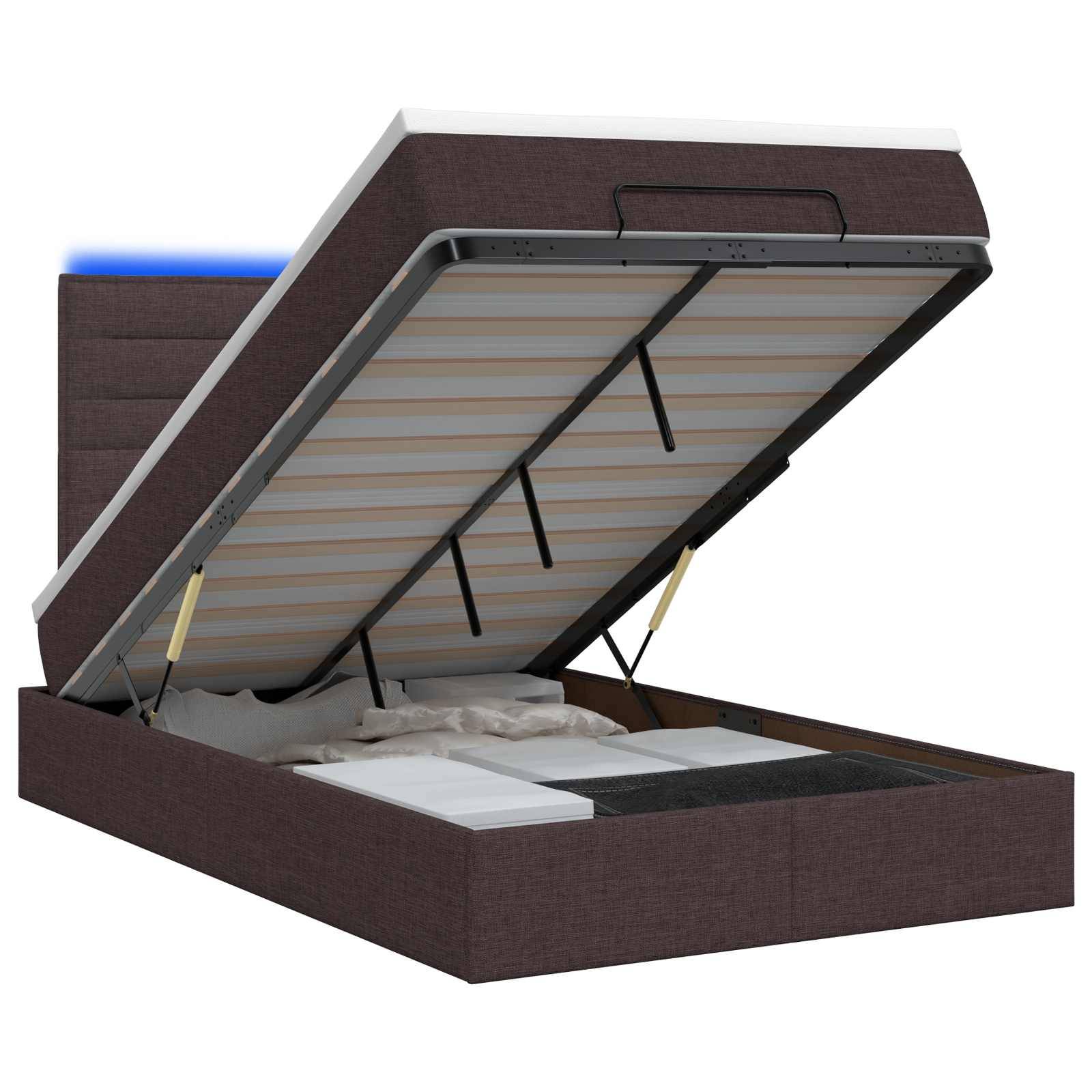 vidaXL Ottoman-Bett mit Matratze und LED Dunkelbraun 120 x 200 cm