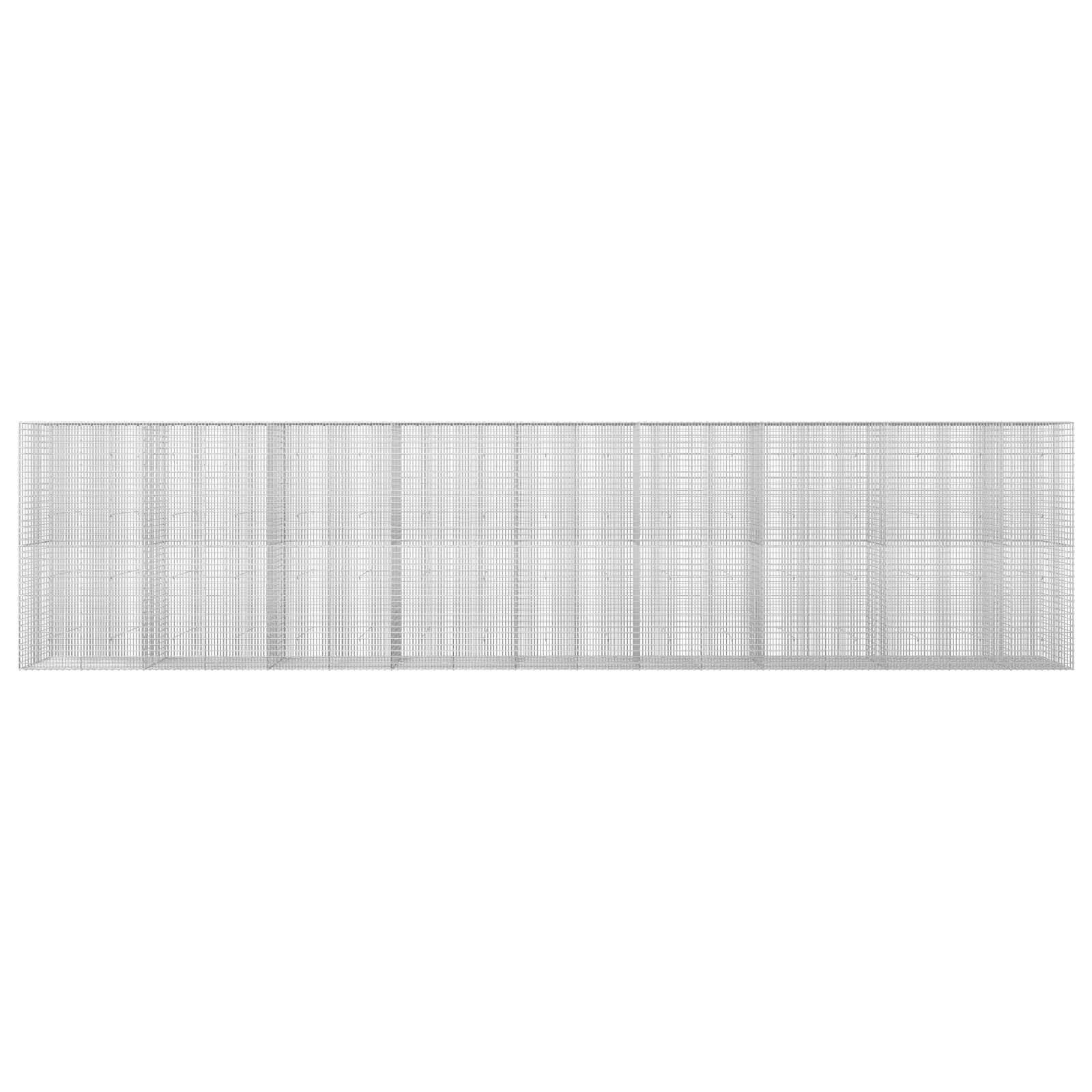 Breites graues Maschengeflecht-Zaun- oder Torfeld, horizontal auf einfachem weißem Hintergrund dargestellt.