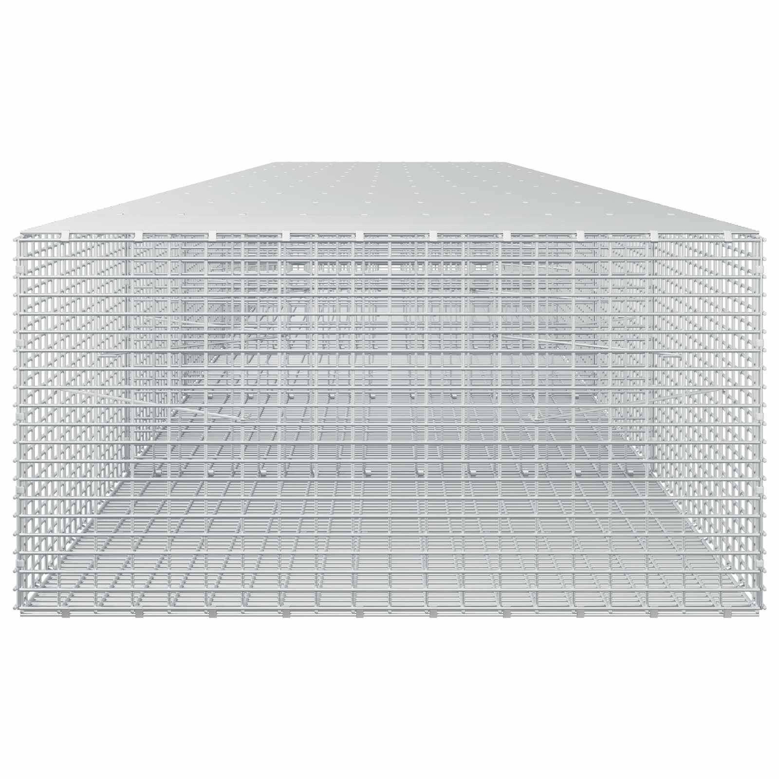 Transparenter Drahtgitter-Würfel, der eine hohle 3D-Box-Struktur auf weißem Hintergrund zeigt.