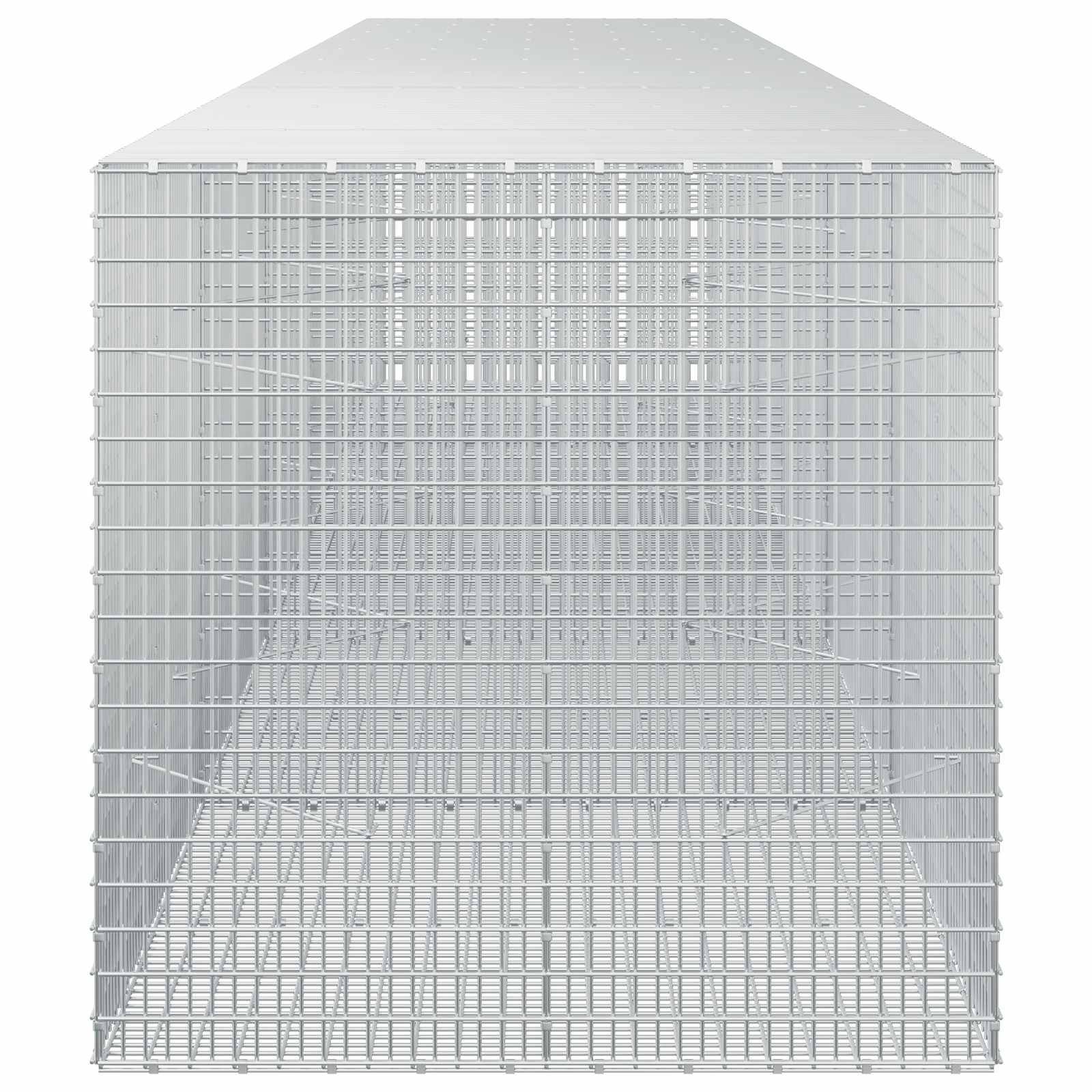 Ein großer rechteckiger Metallgitterlager-Behälter mit Frontklappe, dargestellt in einem Produktbild mit weißem Hintergrund.