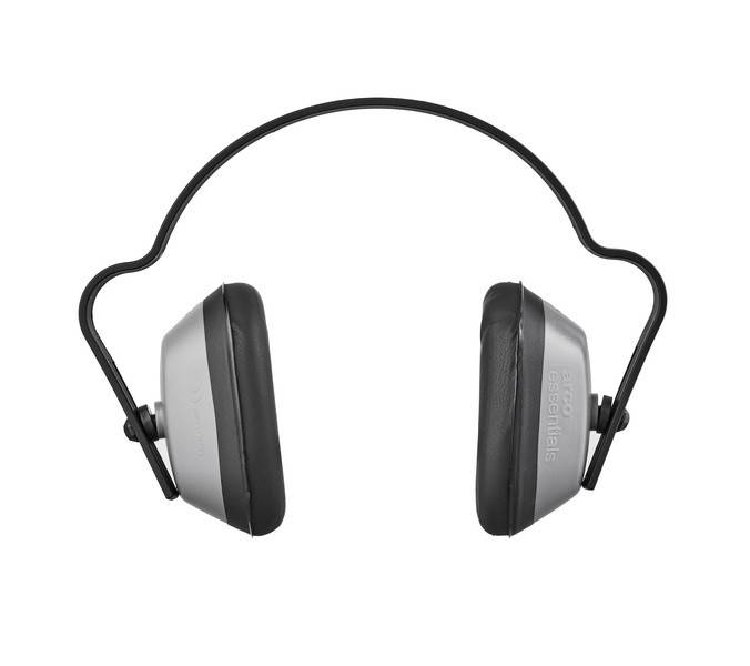Schwarze Over-Ear-Ohrenschützer mit flexiblem Kopfbügel, gezeigt auf weißem Hintergrund.