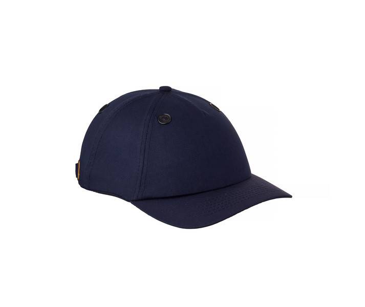 Dunkelblau Baseballmütze mit gebogenem Schirm, gezeigt auf einfachem weißem Hintergrund.
