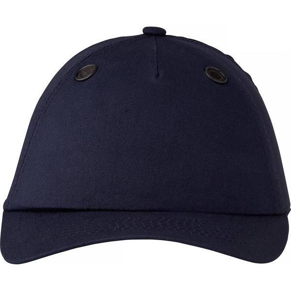 Marineblaukappe mit gebogenem Schirm und zwei sichtbaren Belüftungsösen auf dem vorderen Panel.