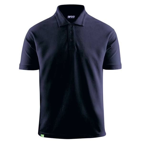 Marineblaues Kurzarm-Poloshirt mit Knopfleiste und 