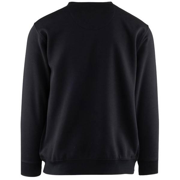 Schwarzes Sweatshirt mit langen Ärmeln und Rundhalsausschnitt, Vorderansicht auf einfachem weißem Hintergrund.