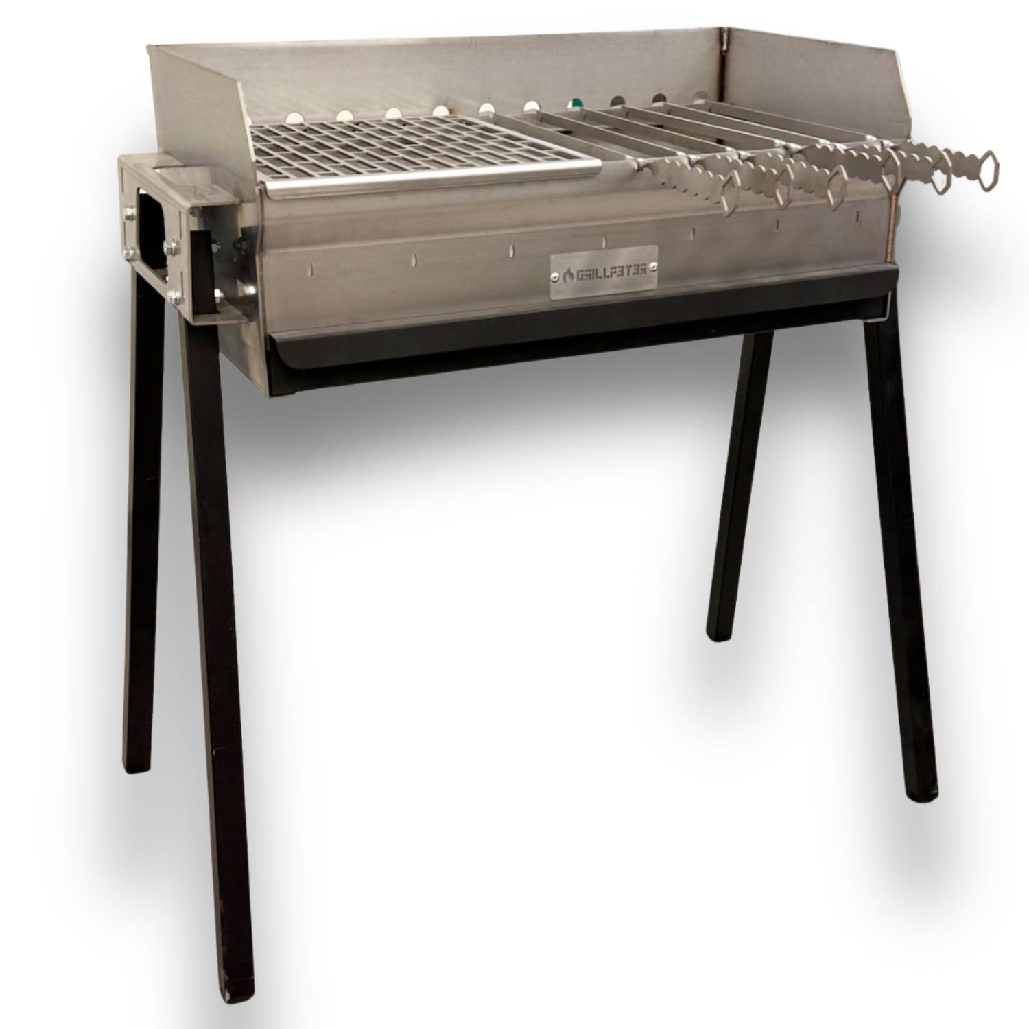 Mangal Altan 70 Schaschlikgrill 3mm Edelstahl mit Grillgitter 6 Spieße