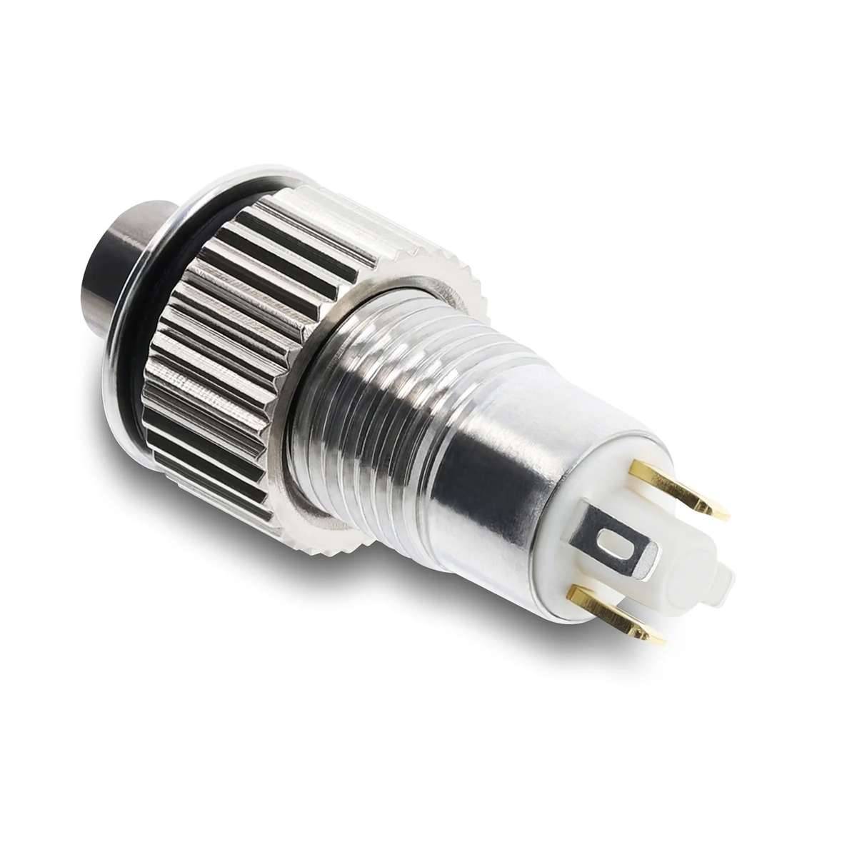 Delock Drucktaster zum Einbau 8 mm 4 x Lötanschluss LED grüner Punkt tastend sehr hoch