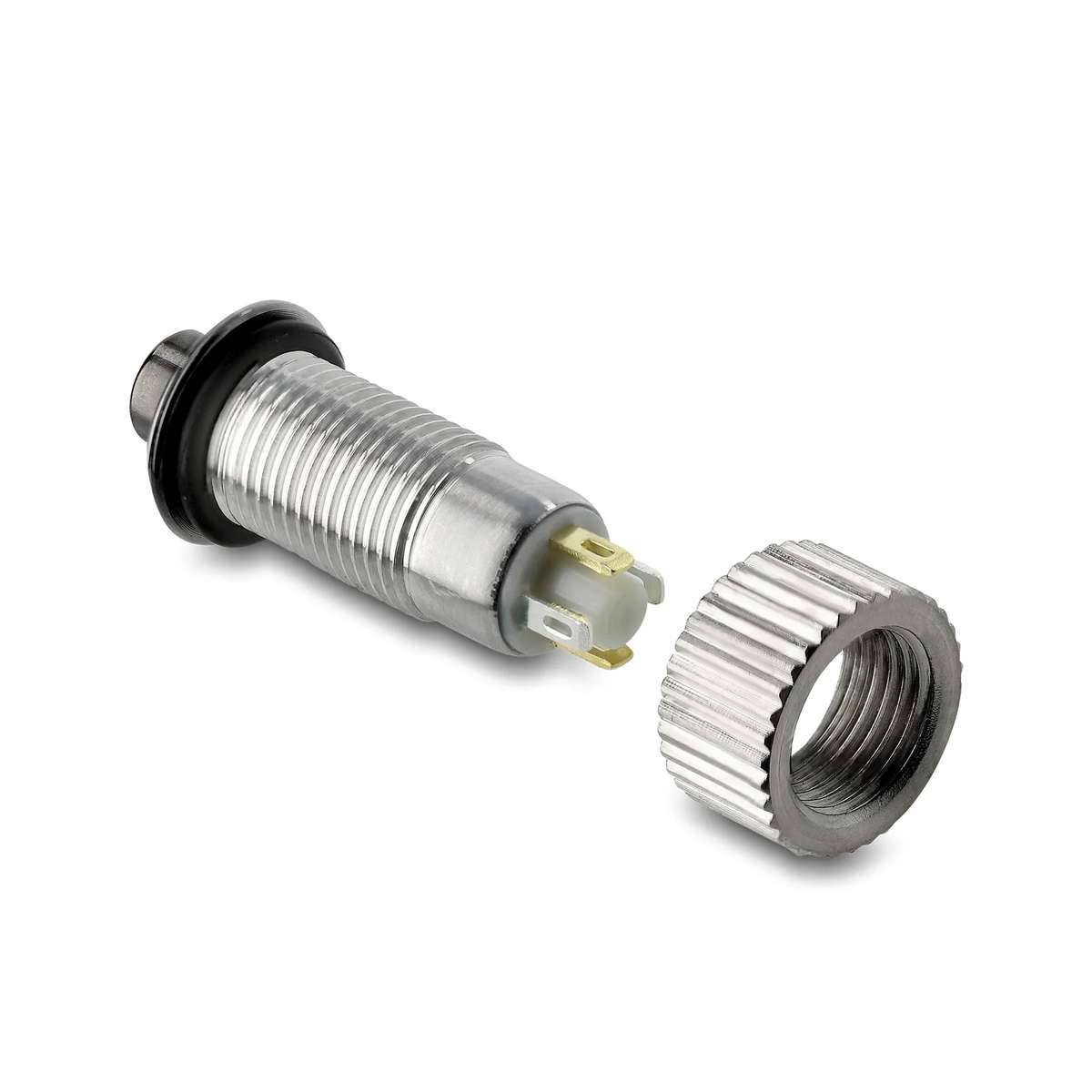 Delock Drucktaster zum Einbau 8 mm 4 x Lötanschluss LED grüner Punkt tastend sehr hoch