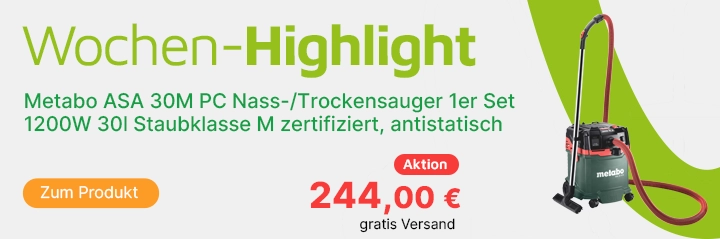 Banner Wochenhighlight Metabo ASA 30M PC 602087000 Nass-/Trockensauger