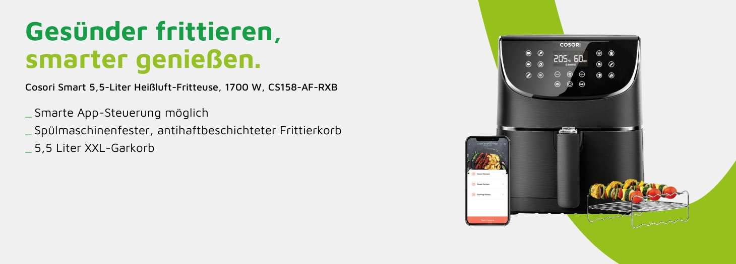 Teaser Cosori CS158-AF-RXB Heißluft-Fritteuse