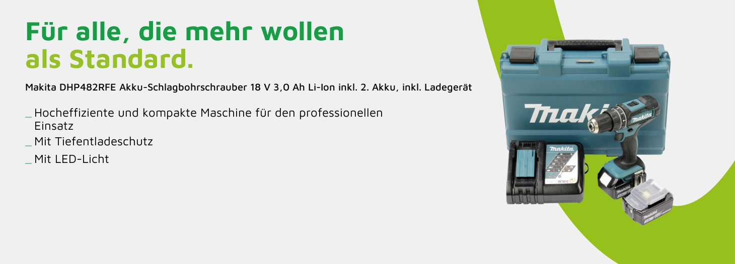 Teaser Makita DHP482RFE Akku-Schlagbohrschrauber