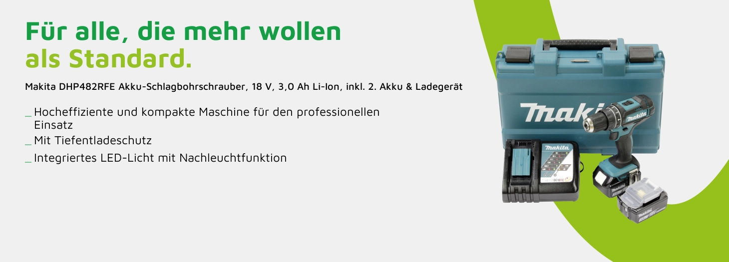 Teaser Makita DHP482RFE Akku-Schlagbohrschrauber