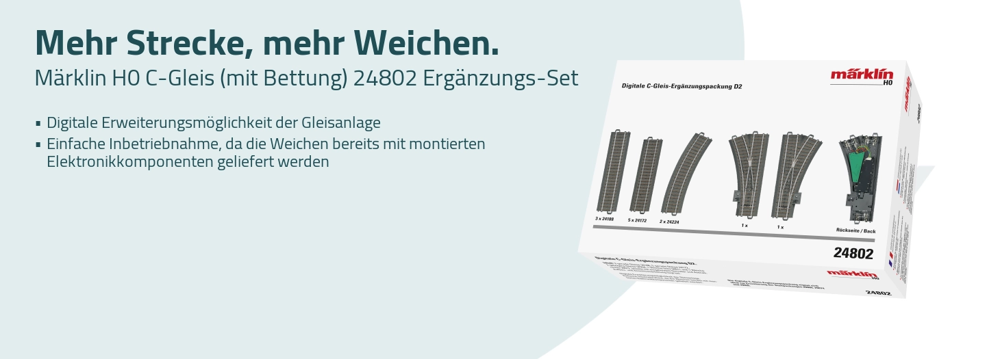 Teaser Märklin H0 C-Gleis (mit Bettung) 24802 Ergänzungs-Set Digital D2