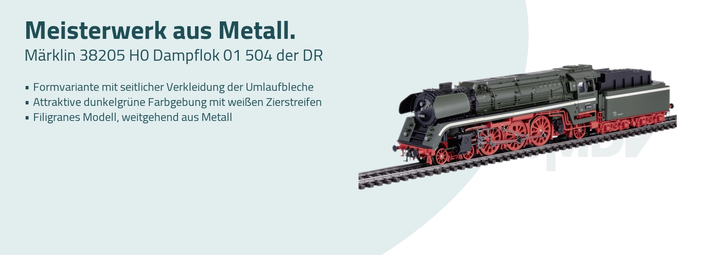 Teaser Märklin 38205 H0 Dampflok 01 504 der DR