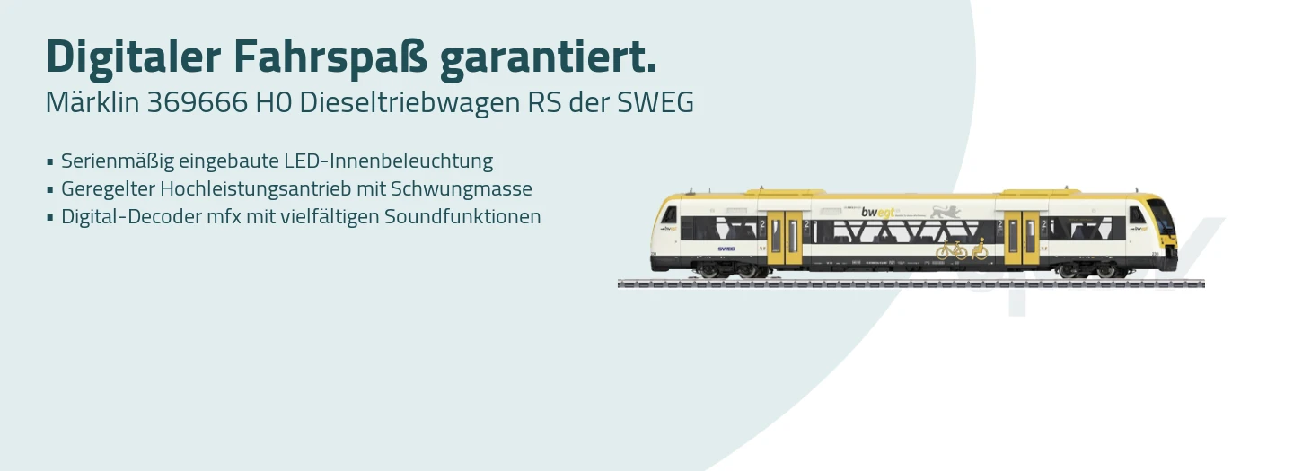 Teaser Märklin 36966 H0 Dieseltriebwagen RS der SWEG