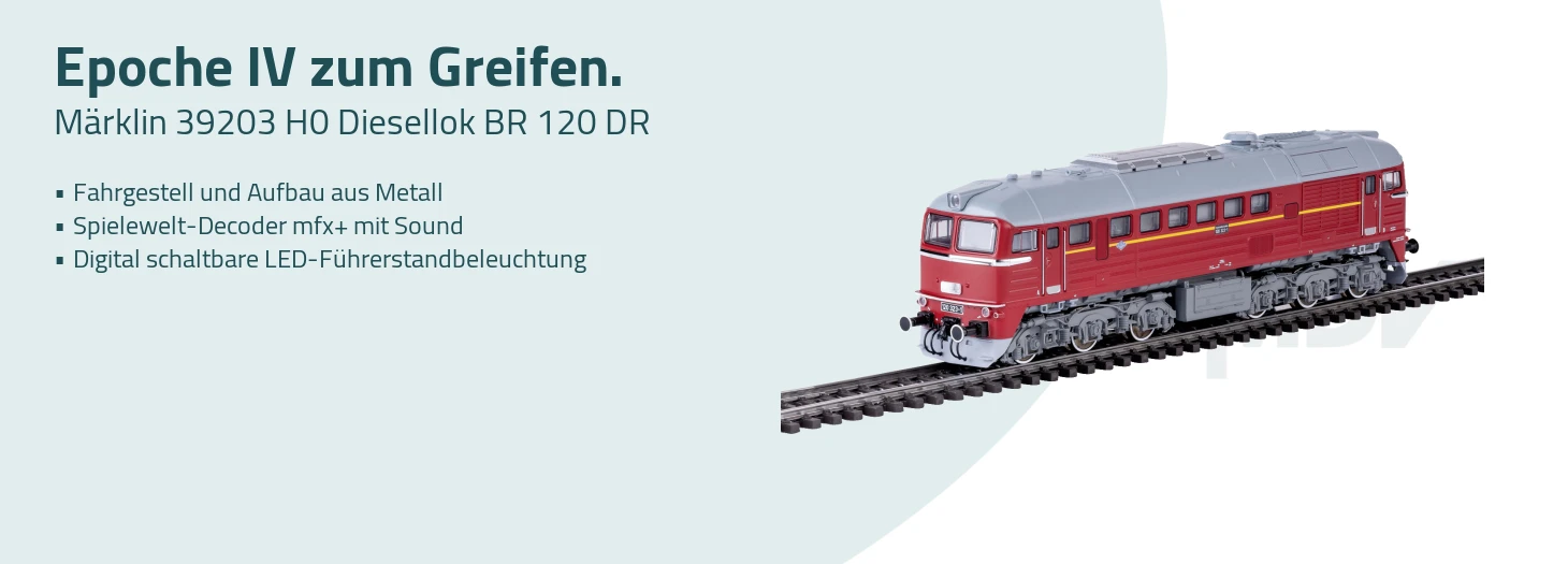 Teaser Märklin 39203 H0 Diesellok BR 120 DR