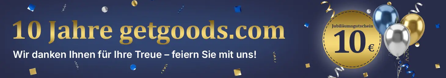 10 Jahre getgoods.com – 10 € Jubiläumsgutschein