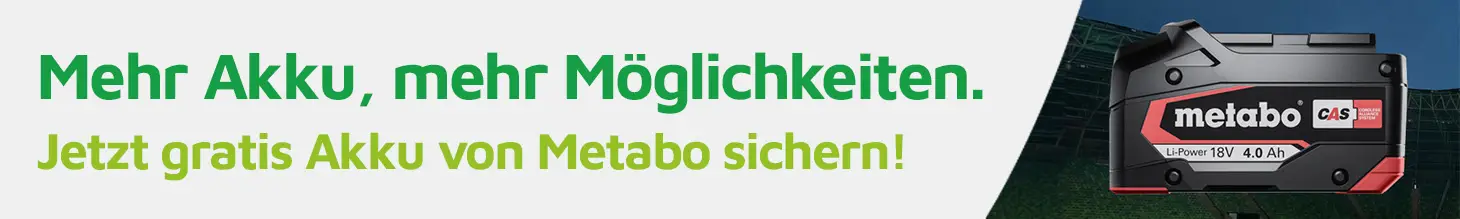 Jetzt gratis Akku von Metabo sichern!