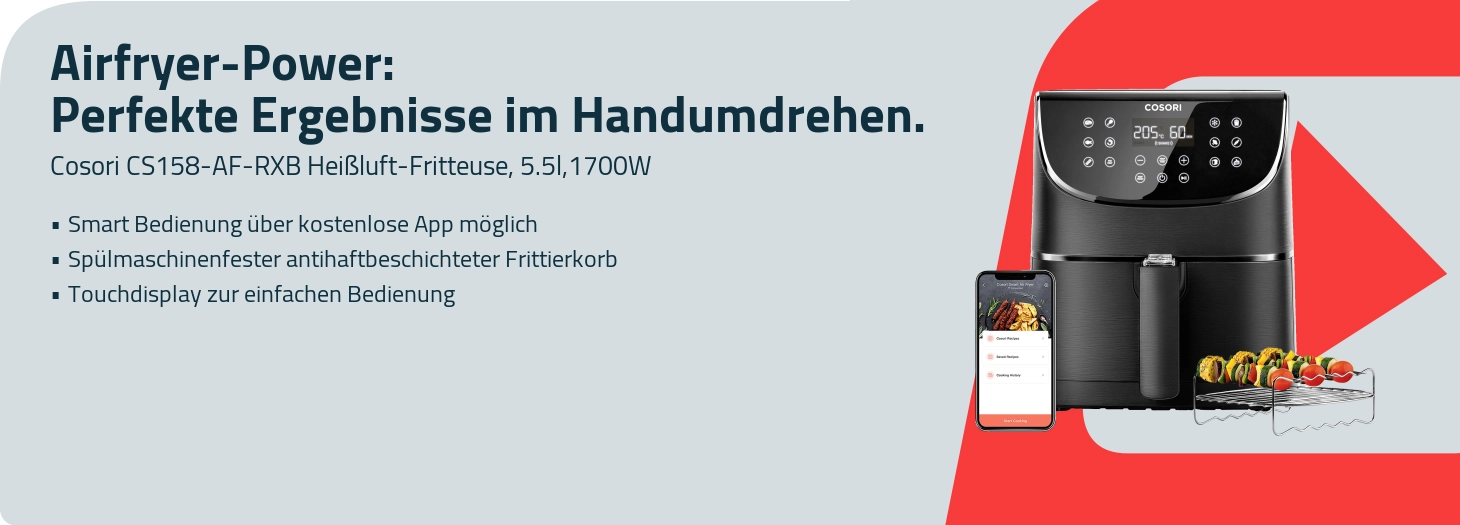 Teaser Cosori CS158-AF-RXB Heißluft-Fritteuse