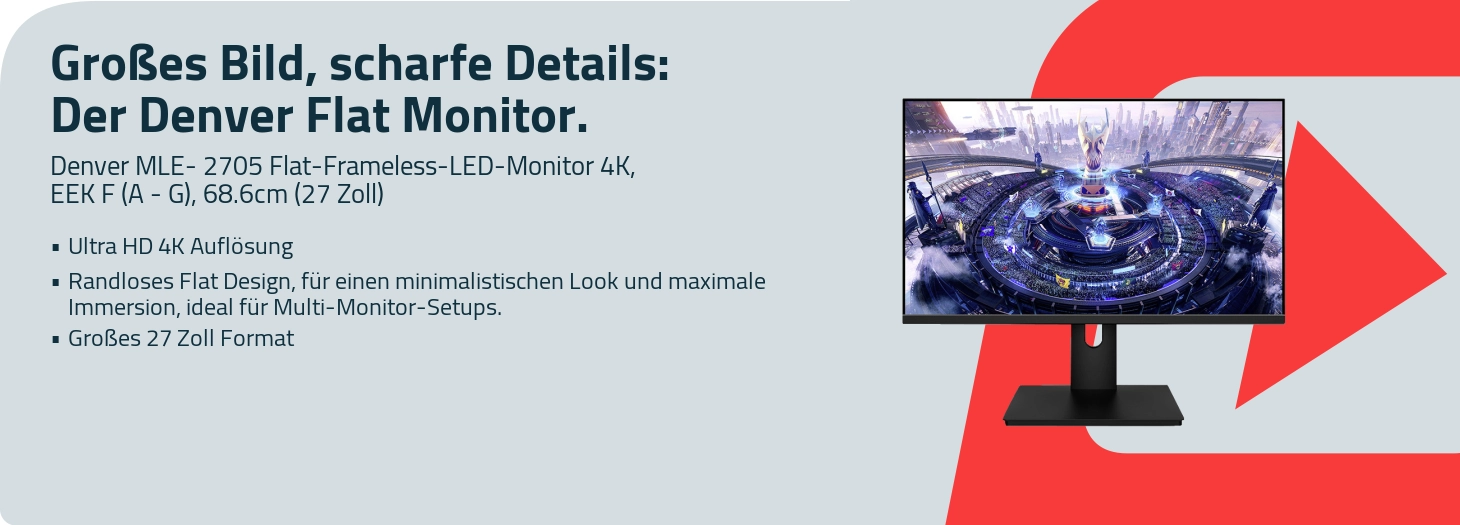 Teaser Denver MLE- 2705 Flat Frameless Monitor 4K LED-Monitor