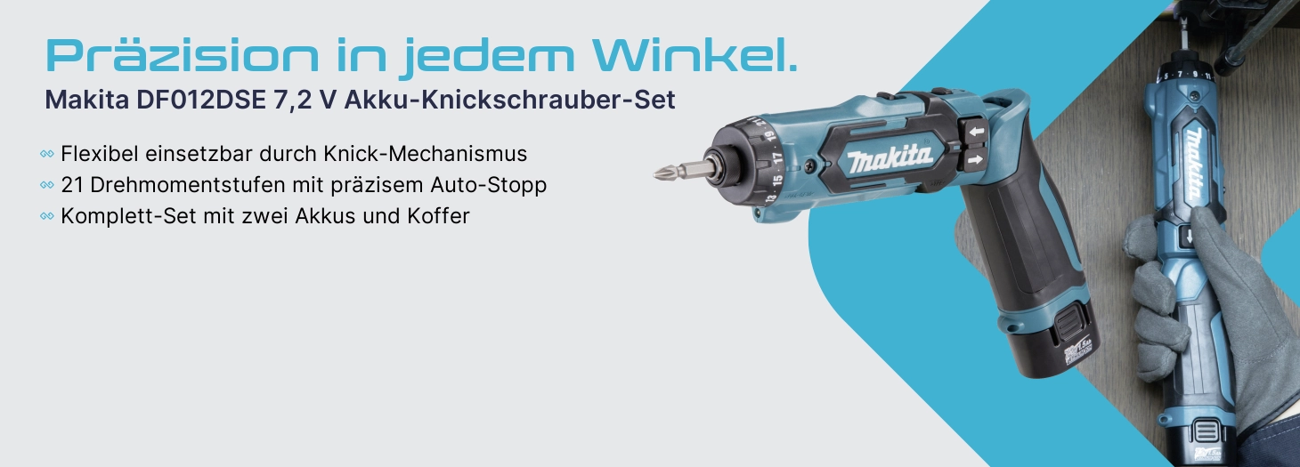 Teaser Makita DF012DSE Akku-Knickschrauber
