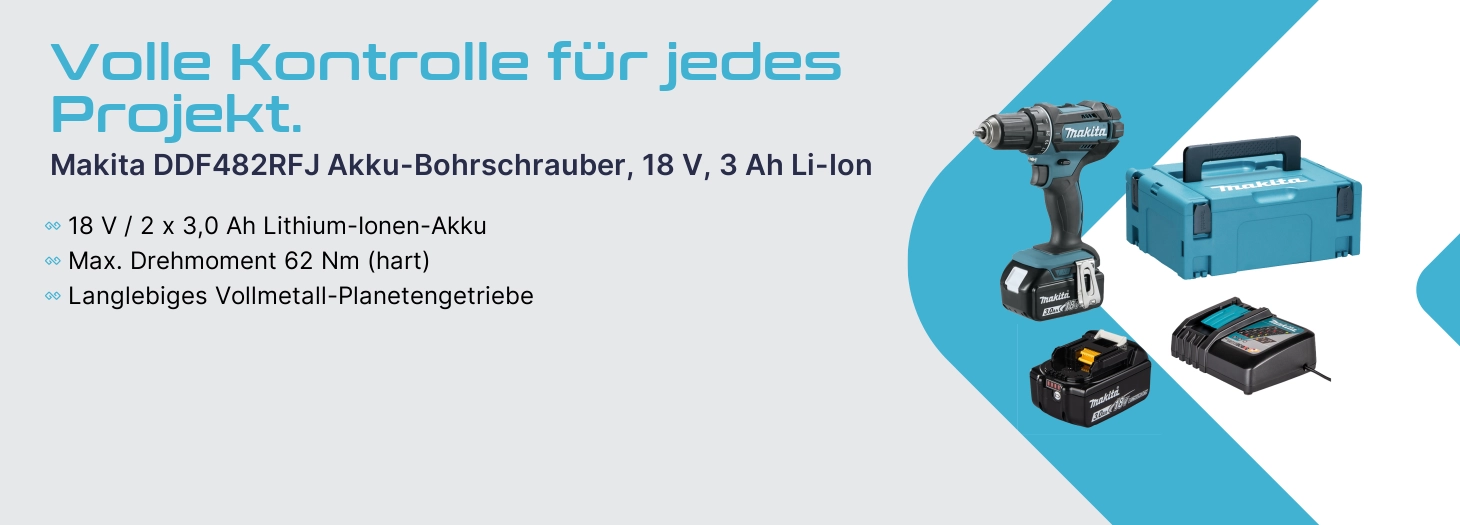 Teaser Makita DDF482RFJ Akku-Bohrschrauber 18 V