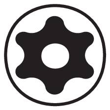 Schwarz-weiße Grafik eines Zahnrads in einem Kreis. Symbolisiert Einstellungen oder mechanische Prozesse.