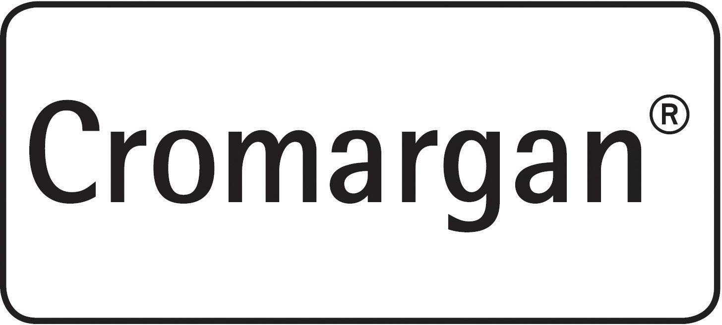 Logo der Marke Cromargan, großer schwarzer Schriftzug auf weißem Hintergrund.