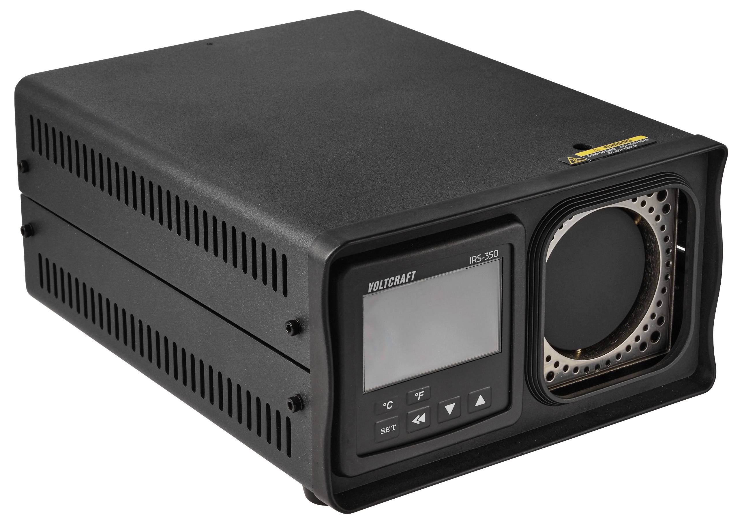 Black VOLTCRAFT IRS-350 bench device with display, control buttons, and circular front port/opening.