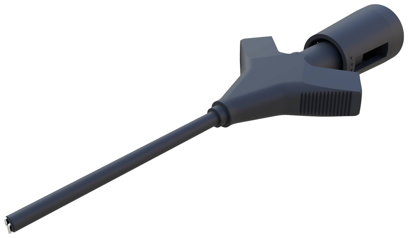 A black, long-handled screwdriver with an ergonomic grip, suitable for challenging working conditions.