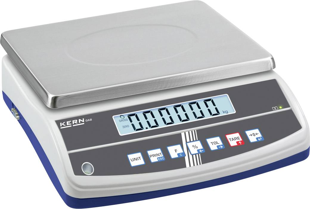 Kern GAB 6K0.05N Table top scales Weight range 6 kg Readability 0.05 g mains-powered, rechargeable Silver