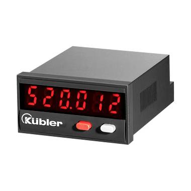 Kübler digital panel meter displaying red value '520.012' with two front buttons on a black instrument housing.