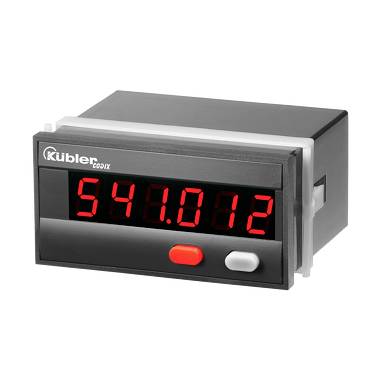 Digital panel meter displaying red numeric value 541.012, with two front buttons and Kubler branding.
