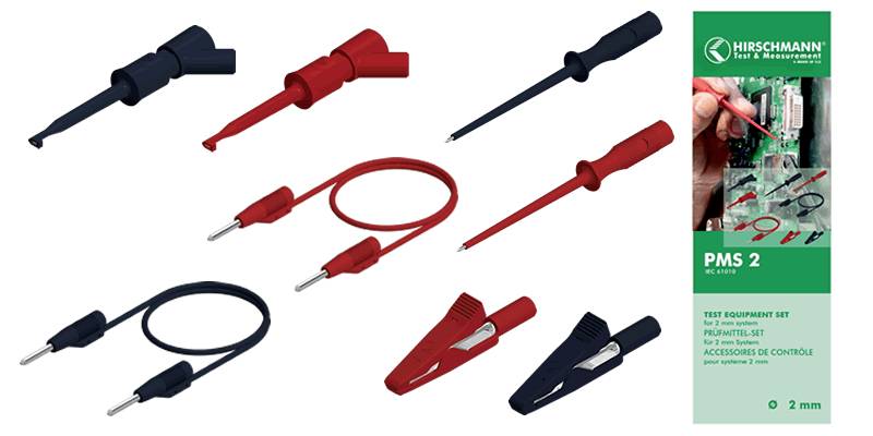 SKS Hirschmann PMS 2 Test lead kit 2 mm plug 2 mm plug 1.00 m Black, Red 1 Set