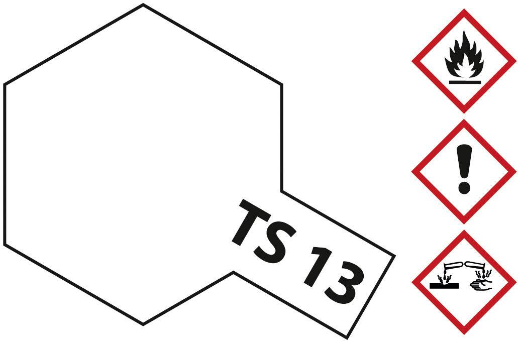 A hexagonal sign with the inscription 'TS 13' and three hazard symbols: flame, exclamation mark, and corrosive substance to the right.
