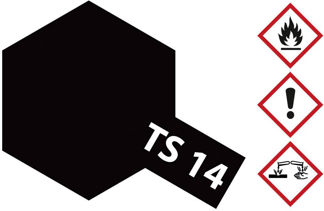 'TS 14': Black hexagon with three hazard symbols on the right: Flame, Exclamation Mark, Hand under Corrosive Liquid.