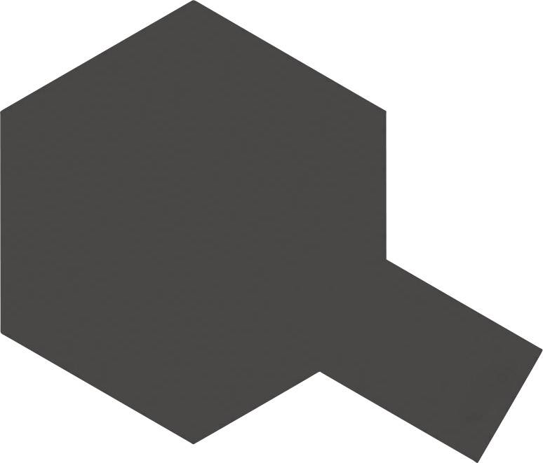 A hexagonal object with a rectangular extension on the right side. It is completely coloured in dark grey.