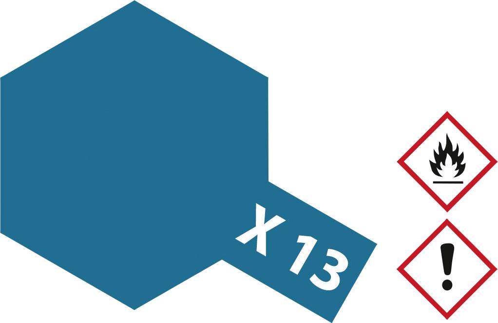 A blue hexagon with 'X 13' and two hazard symbols: Flame (highly flammable) and Exclamation Mark (harmful to health).