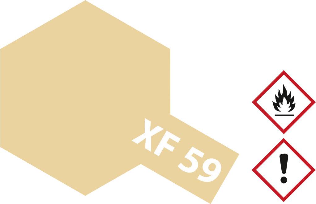 'XF 59' colour symbol with warning symbols: flame for flammability and exclamation mark for general warning on a white background.