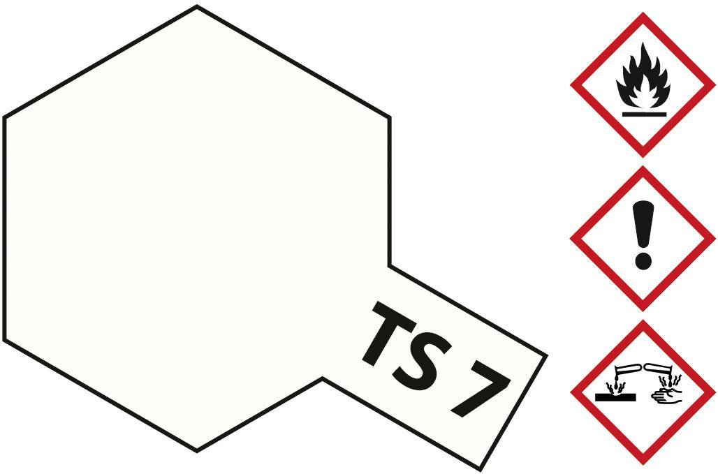 Triangle with hazard symbols: Flame, Exclamation mark, Corrosive liquid. Chemical safety instructions for TS7.