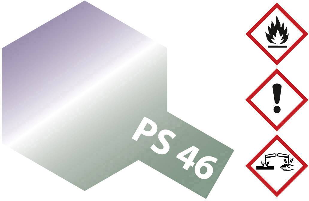 'Warning', 'Danger', 'PS 46' on a grey background. Three symbols: Flame, Exclamation mark, Corrosive substance. Hazardous substance sign.