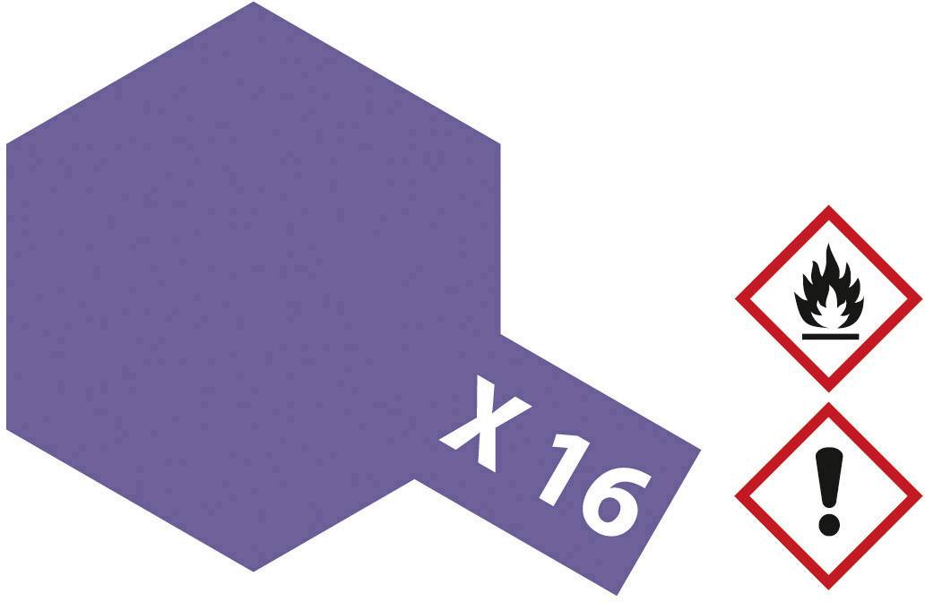 Sixteen-sided lilac symbol with hazard symbols: Flame and exclamation mark.