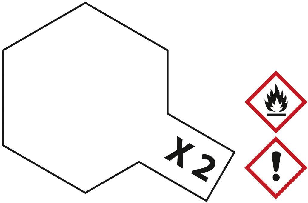 Octagonal symbol labelled 'X2'. Two hazard symbols to the right: flame and exclamation mark, indicating danger.