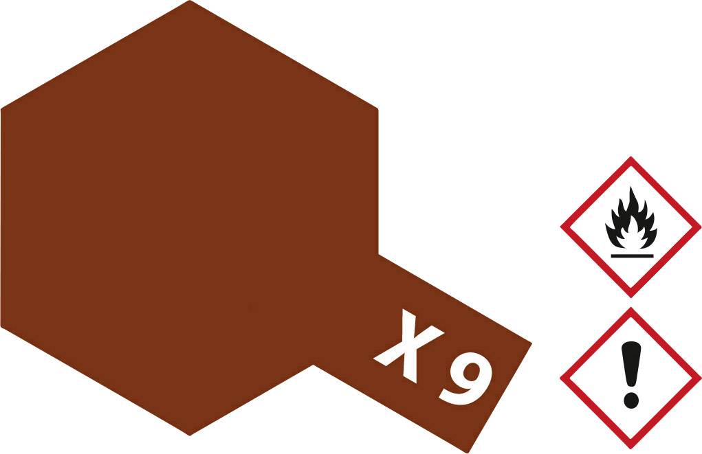 Nine brown hexagons with a bulge, next to two hazard symbols: Flame (flammable) and Exclamation Mark (caution).