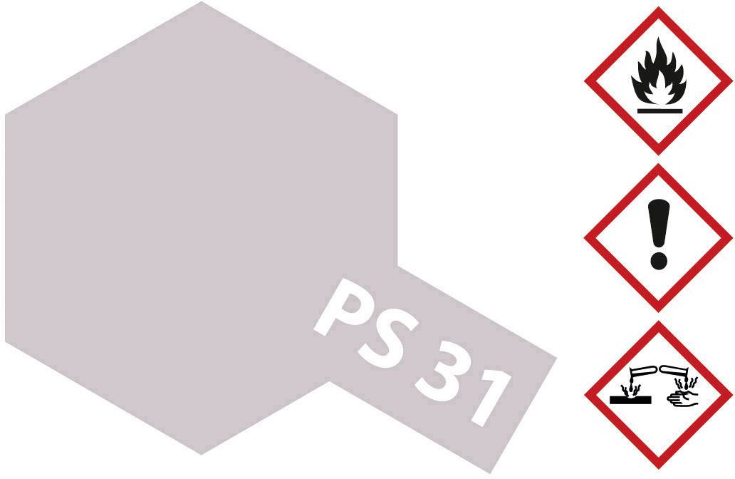 Chemical container with label 'PS 31'. Safety warning symbols: flammable, irritant, corrosive on the right side.