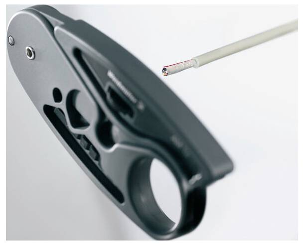 Ablation catheter with close-up of its electrode tip designed for minimally invasive cardiac procedures. Focus on precision tool.