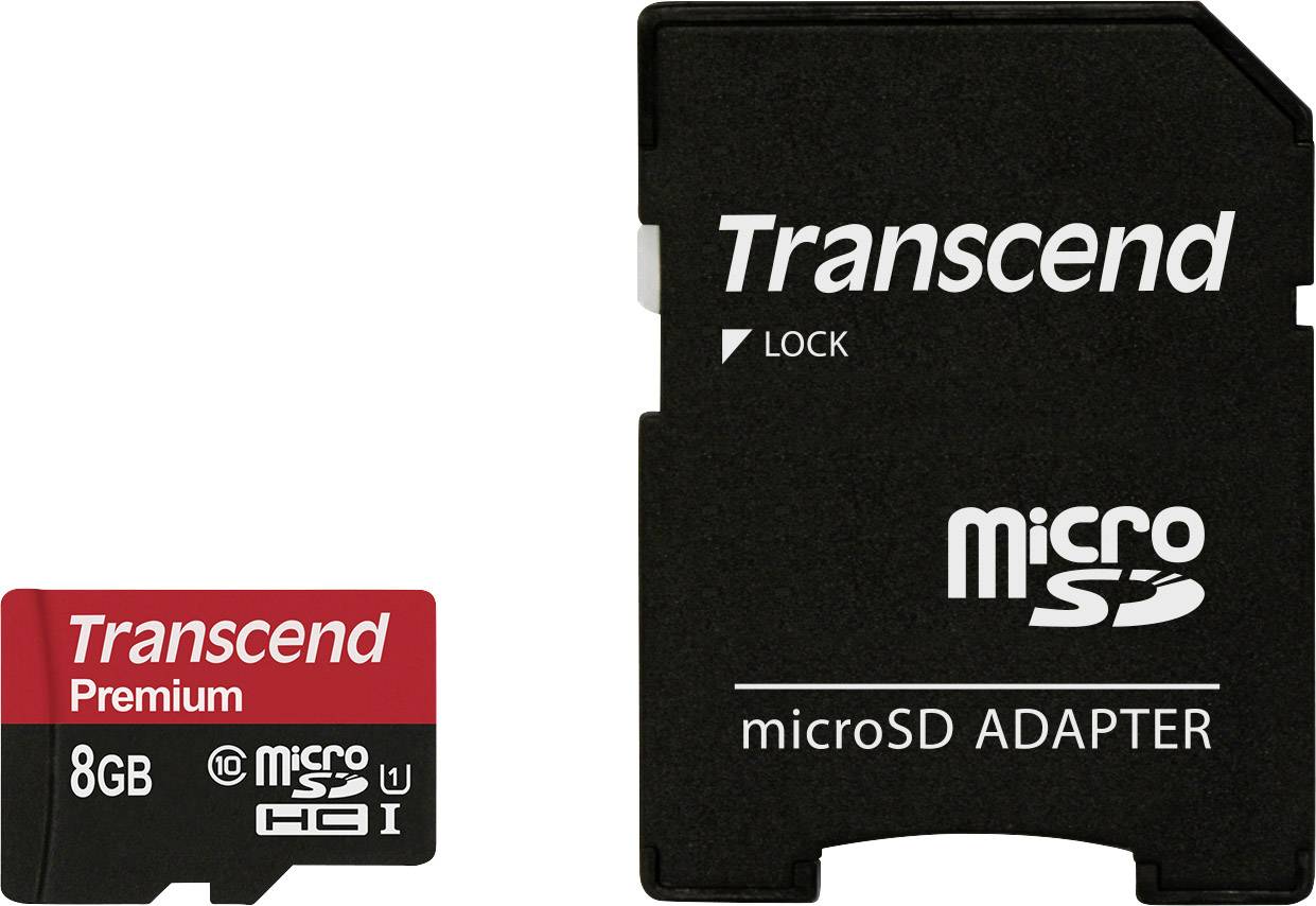 Transcend Premium microSDHC card Industrial 8 GB Class 10, UHS-I incl. SD adapter
